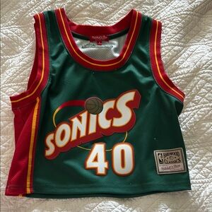 Mitchell & Ness Green and Red Crop Top